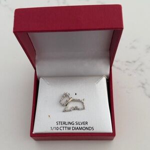 Sterling silver and diamond dog pendant